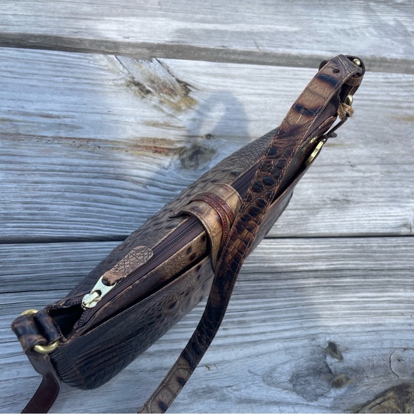 Brahmin Isabelle Pecan Brown Embossed Leather Shoulder Crossbody Purse hand Bag - Picture 5 of 15